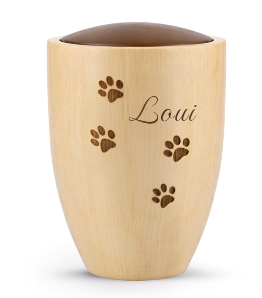 Tierurne Timber mitPfötchenmotiv und Gravur